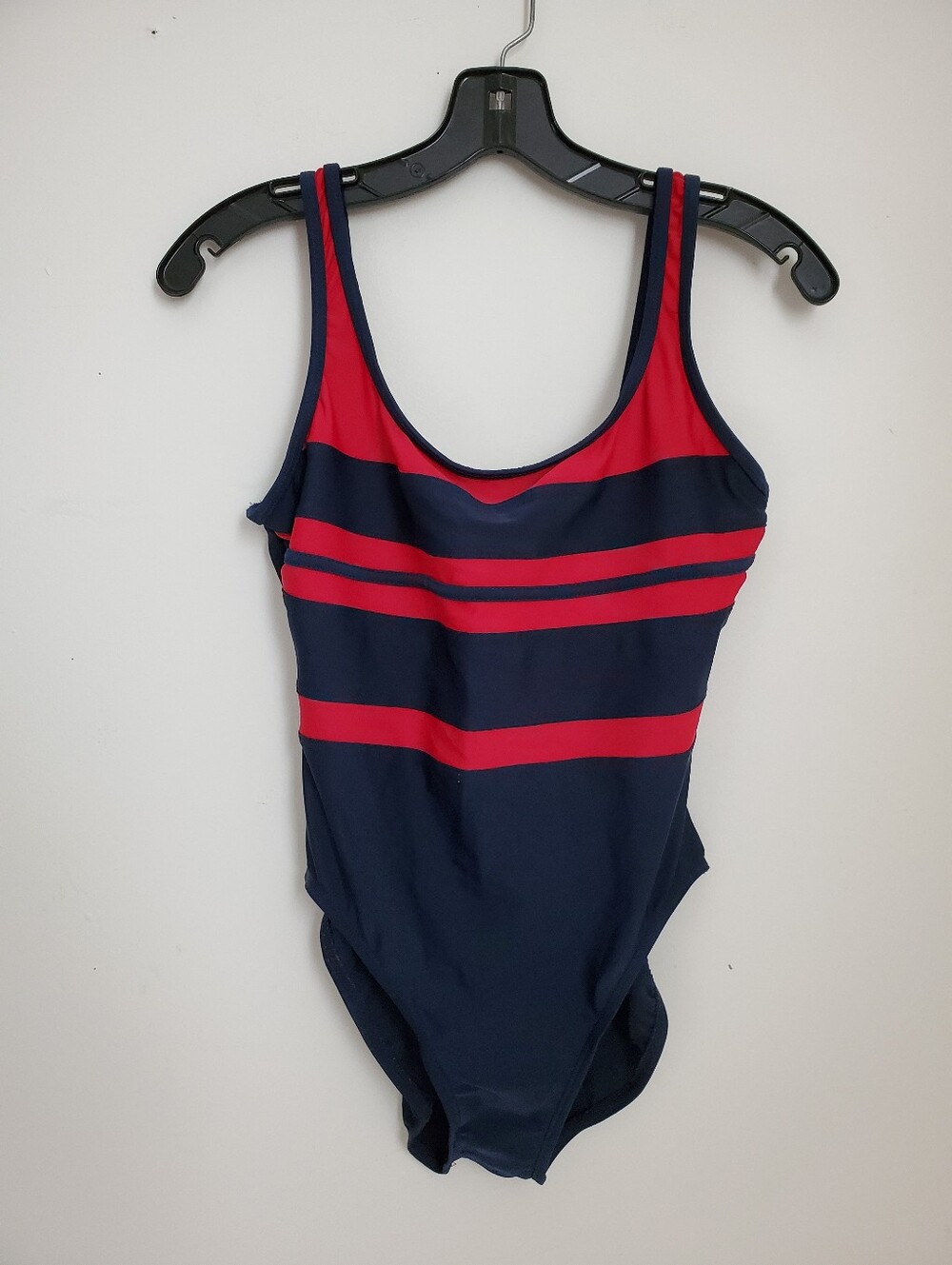 80s 90s Vintage Jantzen Navy & Red One Piece Swimsuit size 10